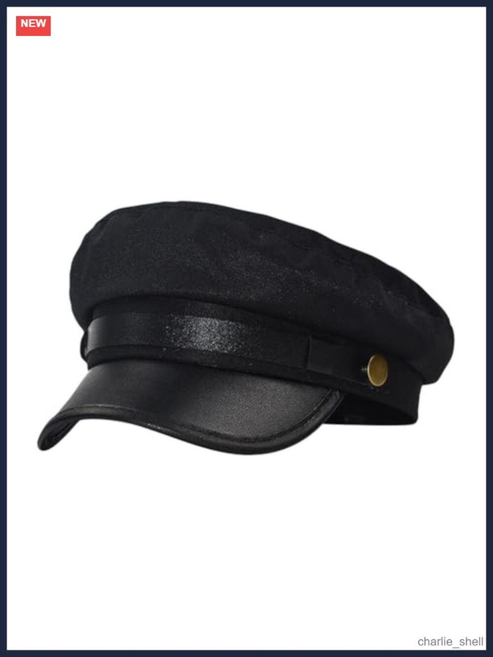 PU Leather Wide Brim Biker Cap Adjustable Chauffeur Taxi Driver Hat